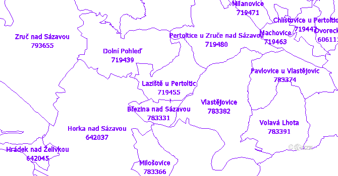 Katastrální mapa Laziště u Pertoltic
