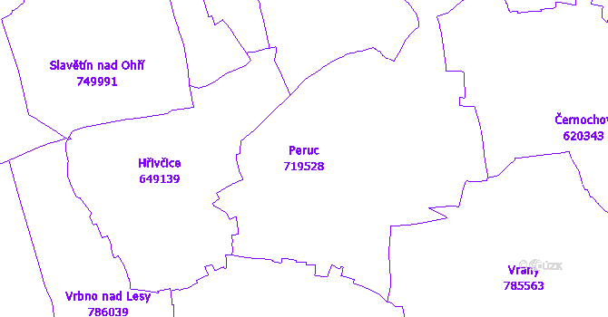 Katastrální mapa Peruc - přehledová mapa katastrálního území
