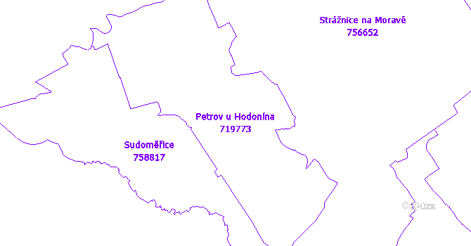 Katastrální mapa Petrov u Hodonína - přehledová mapa katastrálního území