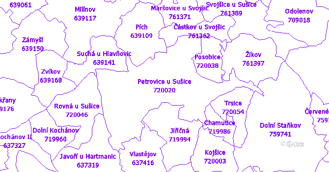 Katastrální mapa Petrovice u Sušice