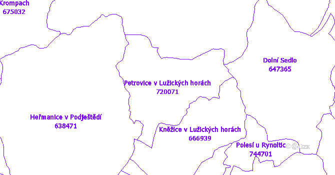 Katastrální mapa Petrovice v Lužických horách