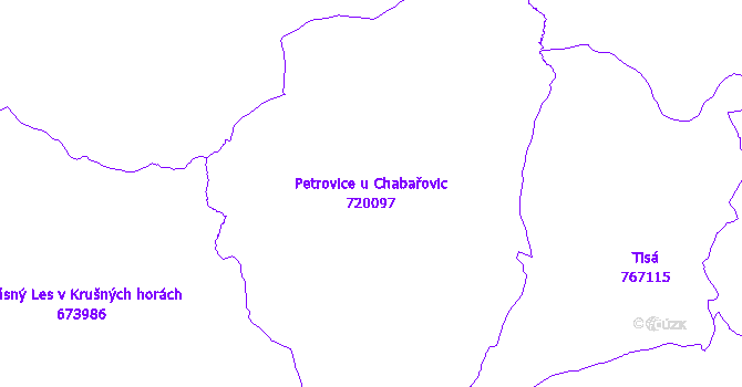 Katastrální mapa Petrovice u Chabařovic - přehledová mapa katastrálního území