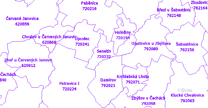 Katastrální mapa Senetín - přehledová mapa katastrálního území