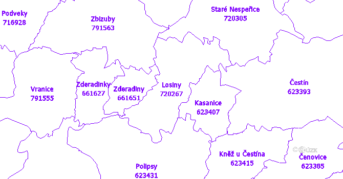 Katastrální mapa Losiny