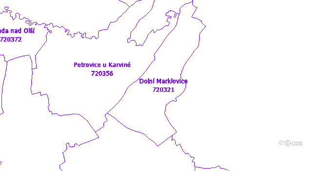 Katastrální mapa Dolní Marklovice - přehledová mapa katastrálního území