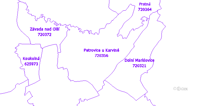 Katastrální mapa Petrovice u Karviné