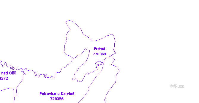 Katastrální mapa Prstná - přehledová mapa katastrálního území