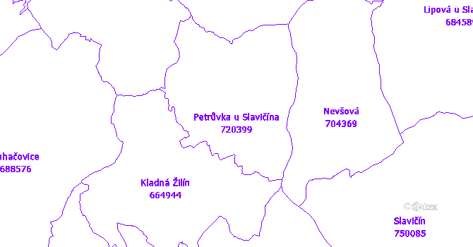 Katastrální mapa Petrůvka u Slavičína - přehledová mapa katastrálního území