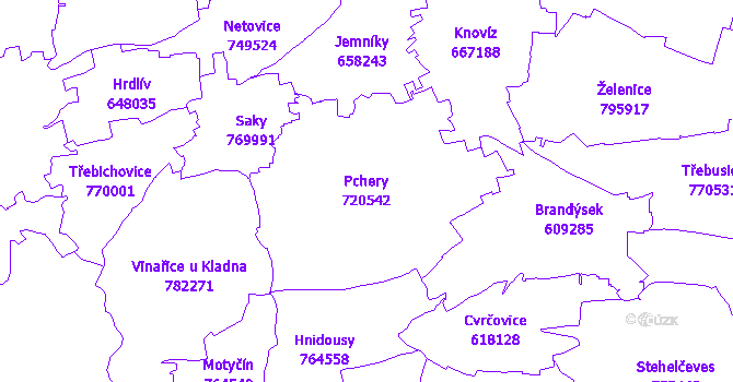 Katastrální mapa Pchery