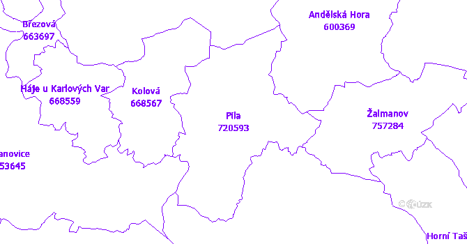Katastrální mapa Pila - přehledová mapa katastrálního území