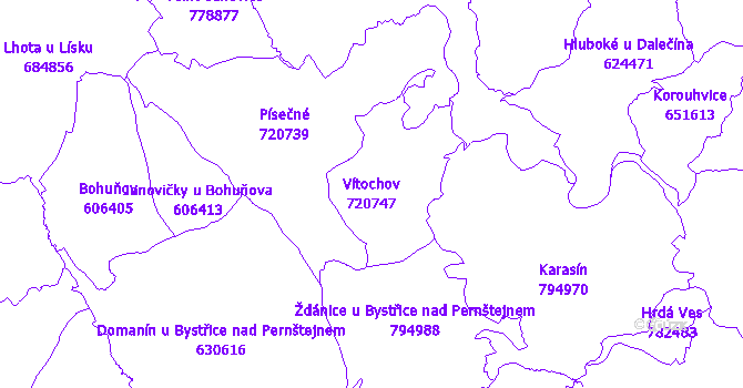 Katastrální mapa Vítochov - přehledová mapa katastrálního území
