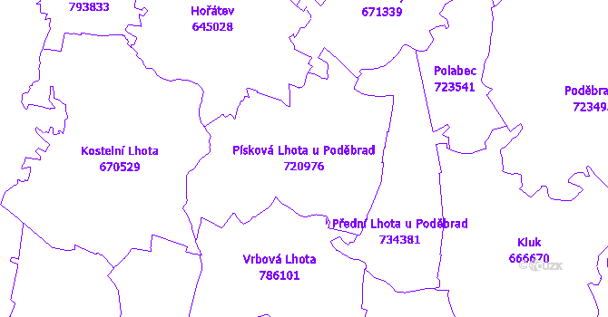 Katastrální mapa Písková Lhota u Poděbrad - přehledová mapa katastrálního území
