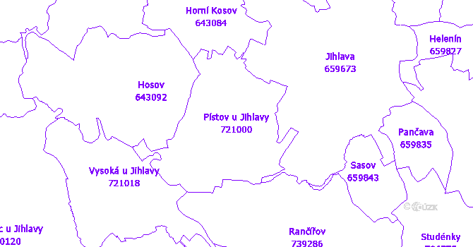 Katastrální mapa Pístov u Jihlavy