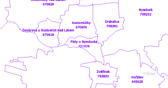 Katastrální mapa Písty u Nymburka