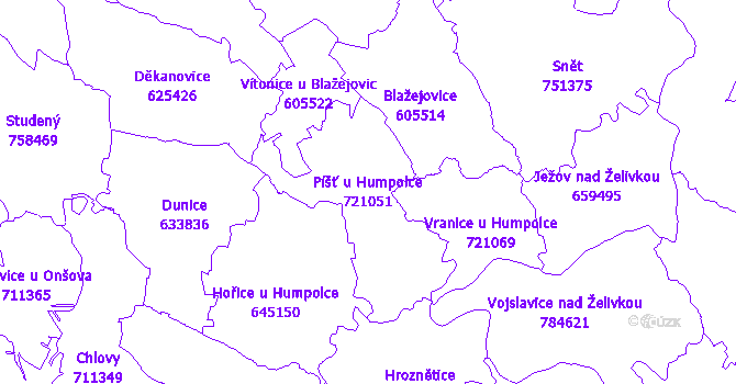 Katastrální mapa Píšť u Humpolce - přehledová mapa katastrálního území