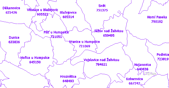 Katastrální mapa Vranice u Humpolce