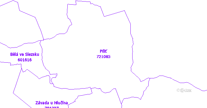 Katastrální mapa Píšť - přehledová mapa katastrálního území