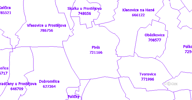 Katastrální mapa Pivín