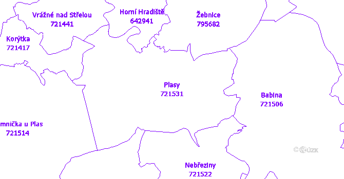 Katastrální mapa Plasy - přehledová mapa katastrálního území