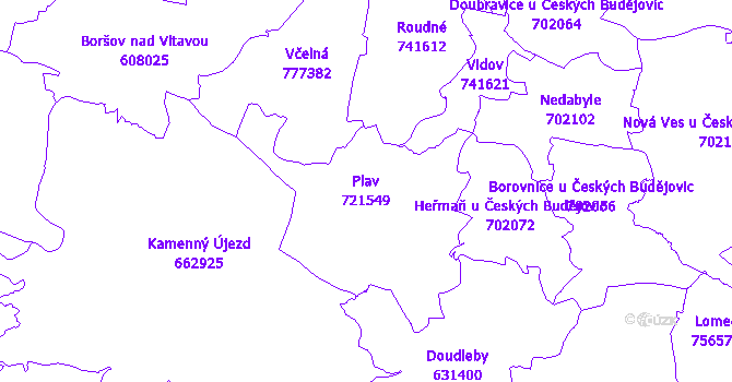 Katastrální mapa Plav - přehledová mapa katastrálního území