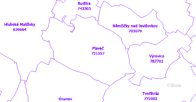 Katastrální mapa Plaveč - přehledová mapa katastrálního území