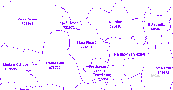 Katastrální mapa Stará Plesná - přehledová mapa katastrálního území