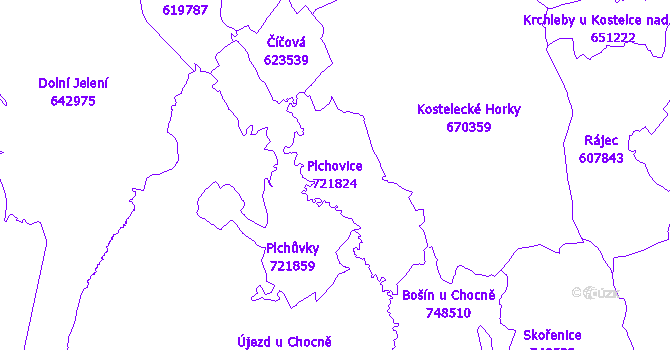 Katastrální mapa Plchovice - přehledová mapa katastrálního území