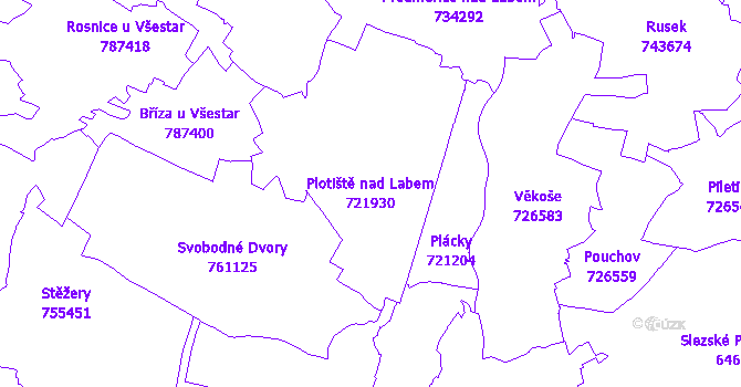 Katastrální mapa Plotiště nad Labem - přehledová mapa katastrálního území