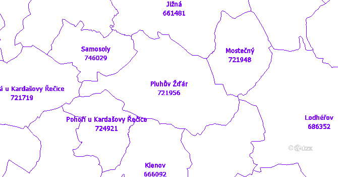 Katastrální mapa Pluhův Žďár - přehledová mapa katastrálního území