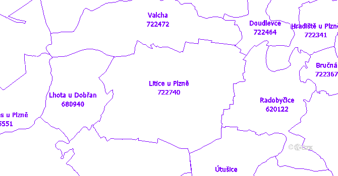 Katastrální mapa Litice u Plzně