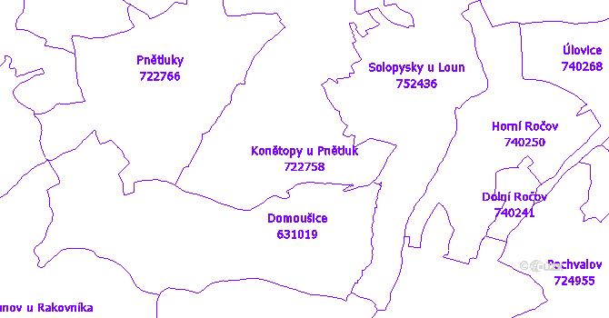 Katastrální mapa Konětopy u Pnětluk - přehledová mapa katastrálního území
