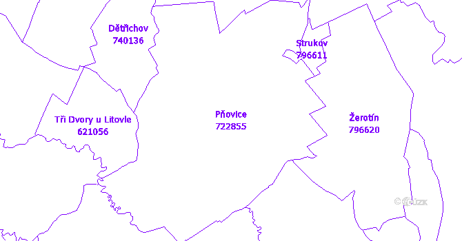 Katastrální mapa Pňovice - přehledová mapa katastrálního území