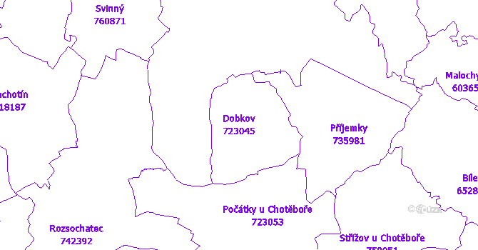 Katastrální mapa Dobkov - přehledová mapa katastrálního území