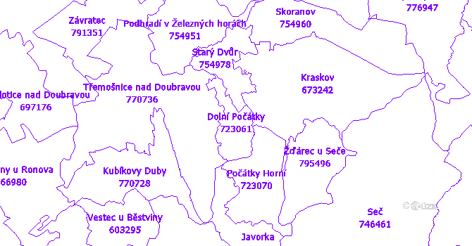 Katastrální mapa Dolní Počátky