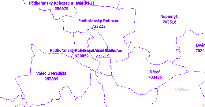 Katastrální mapa Nová Ves u Podbořan - přehledová mapa katastrálního území