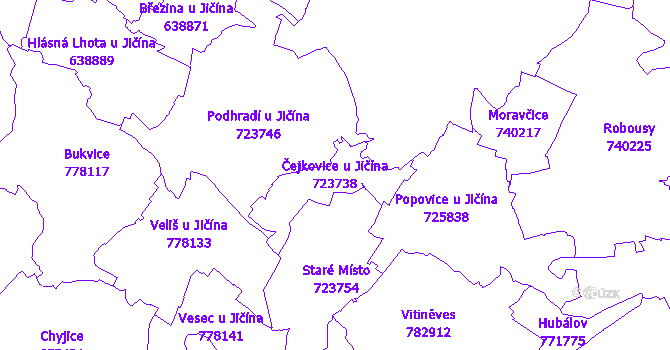 Katastrální mapa Čejkovice u Jičína