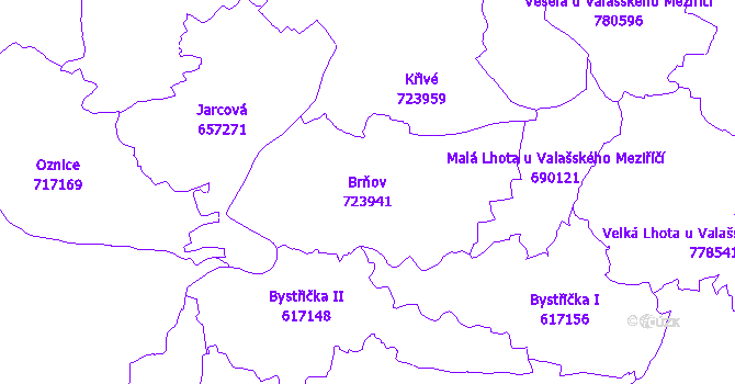 Katastrální mapa Brňov - přehledová mapa katastrálního území