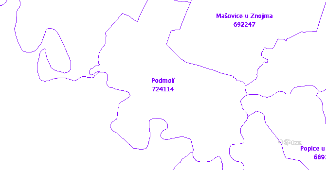 Katastrální mapa Podmolí - přehledová mapa katastrálního území