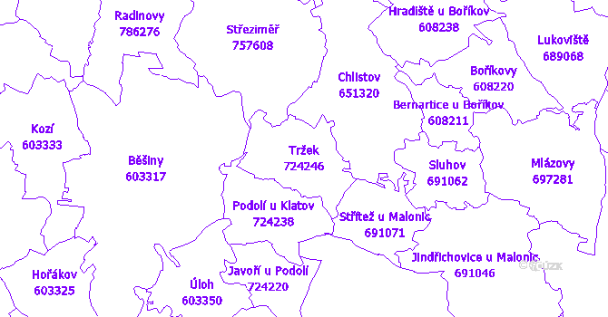 Katastrální mapa Tržek