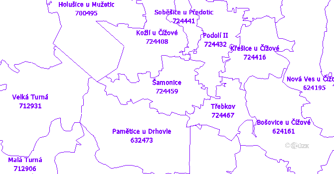 Katastrální mapa Šamonice