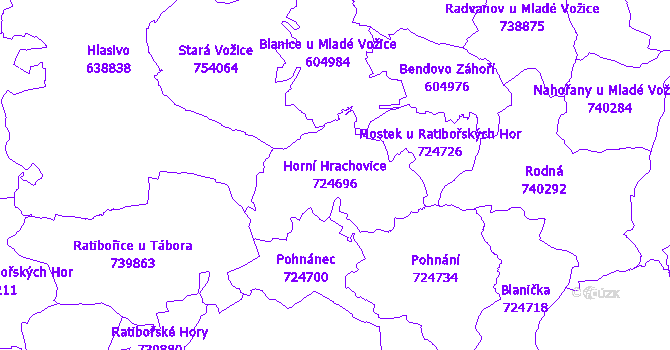 Katastrální mapa Horní Hrachovice - přehledová mapa katastrálního území