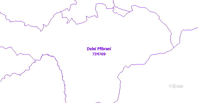 Katastrální mapa Dolní Příbraní - přehledová mapa katastrálního území