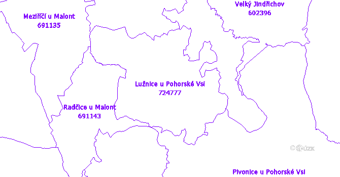 Katastrální mapa Lužnice u Pohorské Vsi - přehledová mapa katastrálního území