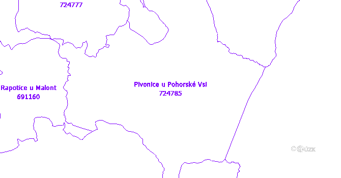 Katastrální mapa Pivonice u Pohorské Vsi - přehledová mapa katastrálního území