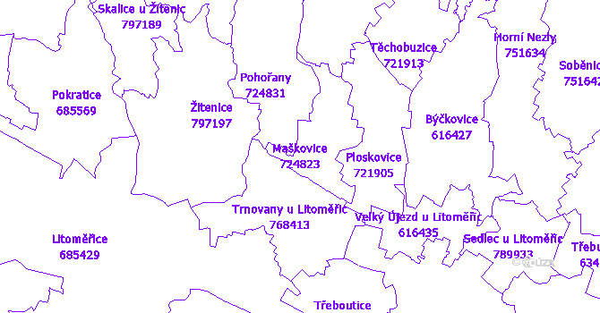 Katastrální mapa Maškovice - přehledová mapa katastrálního území