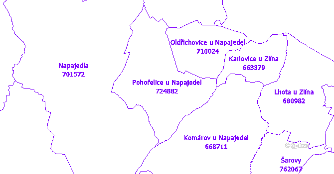 Katastrální mapa Pohořelice u Napajedel