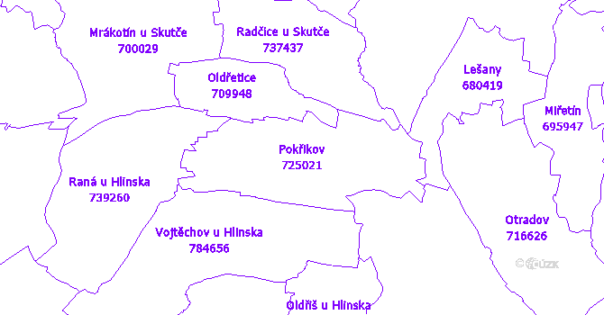 Katastrální mapa Pokřikov - přehledová mapa katastrálního území