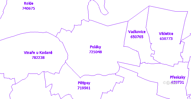 Katastrální mapa Poláky - přehledová mapa katastrálního území