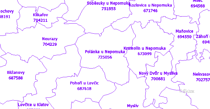 Katastrální mapa Polánka u Nepomuka
