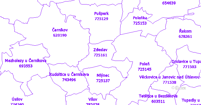 Katastrální mapa Zdeslav - přehledová mapa katastrálního území